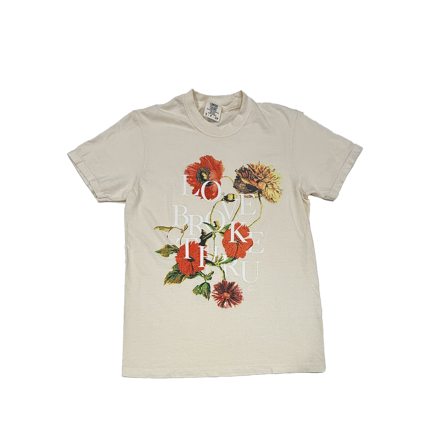 Love Broke Thru Flower Beige Tee