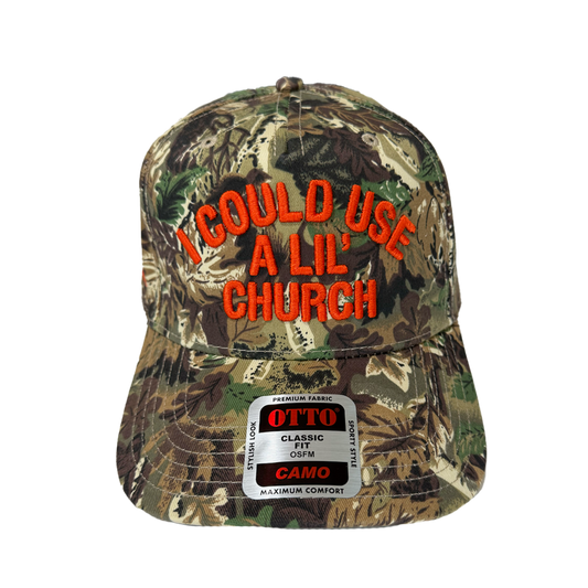 A Lil Church Camo Trucker Hat