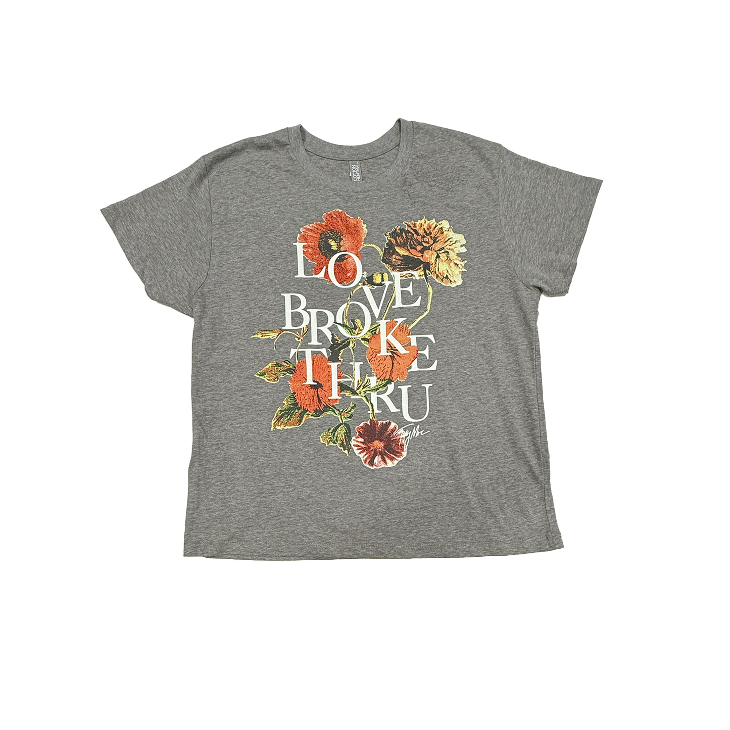 Love Broke Thru Flower Grey Tee